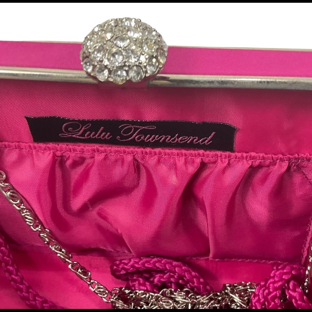 Lula Townsend Fuchsia Box Handbag with Rhinestone Closure - Picture 7 of 12